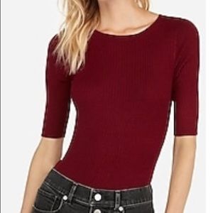 Ribbed elbow sleeve sweater